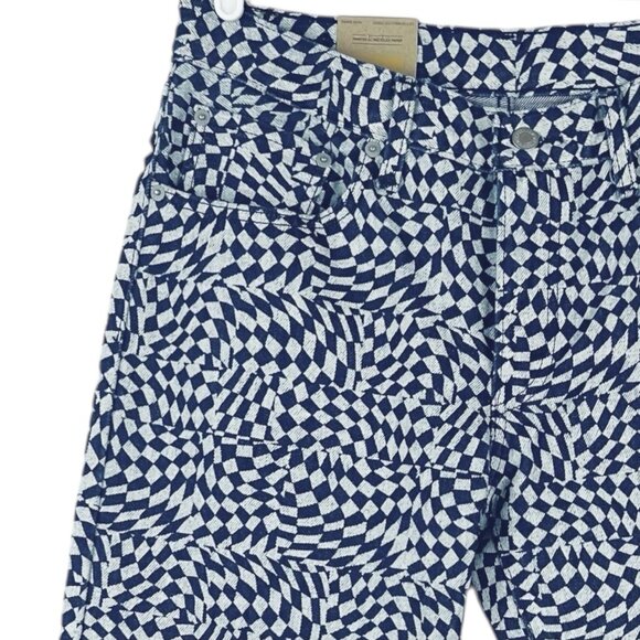 Levi's Women's Middy Straight Geometric Blue White Denim Jeans 30x30 Cotton NWT - Picture 14 of 14